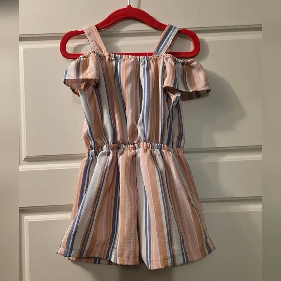 Little Lass Striped Ruffle Romper One Piece - Picture 4 of 5